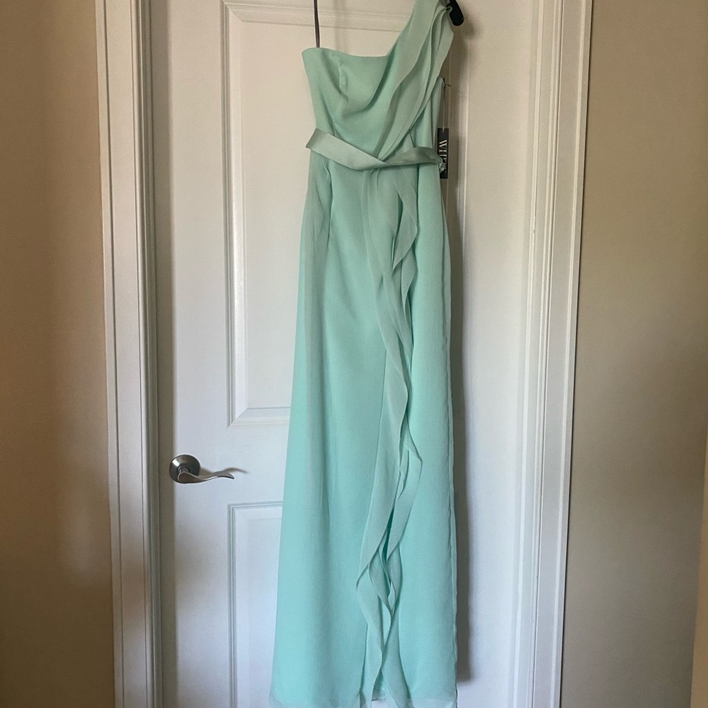 White by Vera Wang teal bridesmaid dress